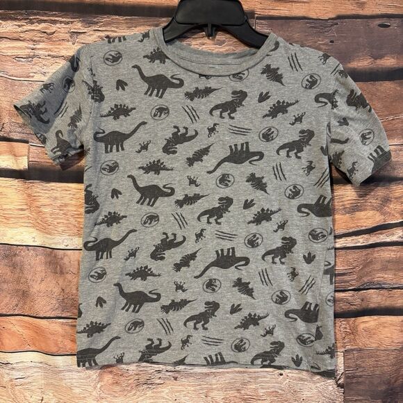 Jurassic World T-shirt Size 12 Youth Gray AOP Logo Dinosaur Short Sleeve Park - Picture 1 of 7